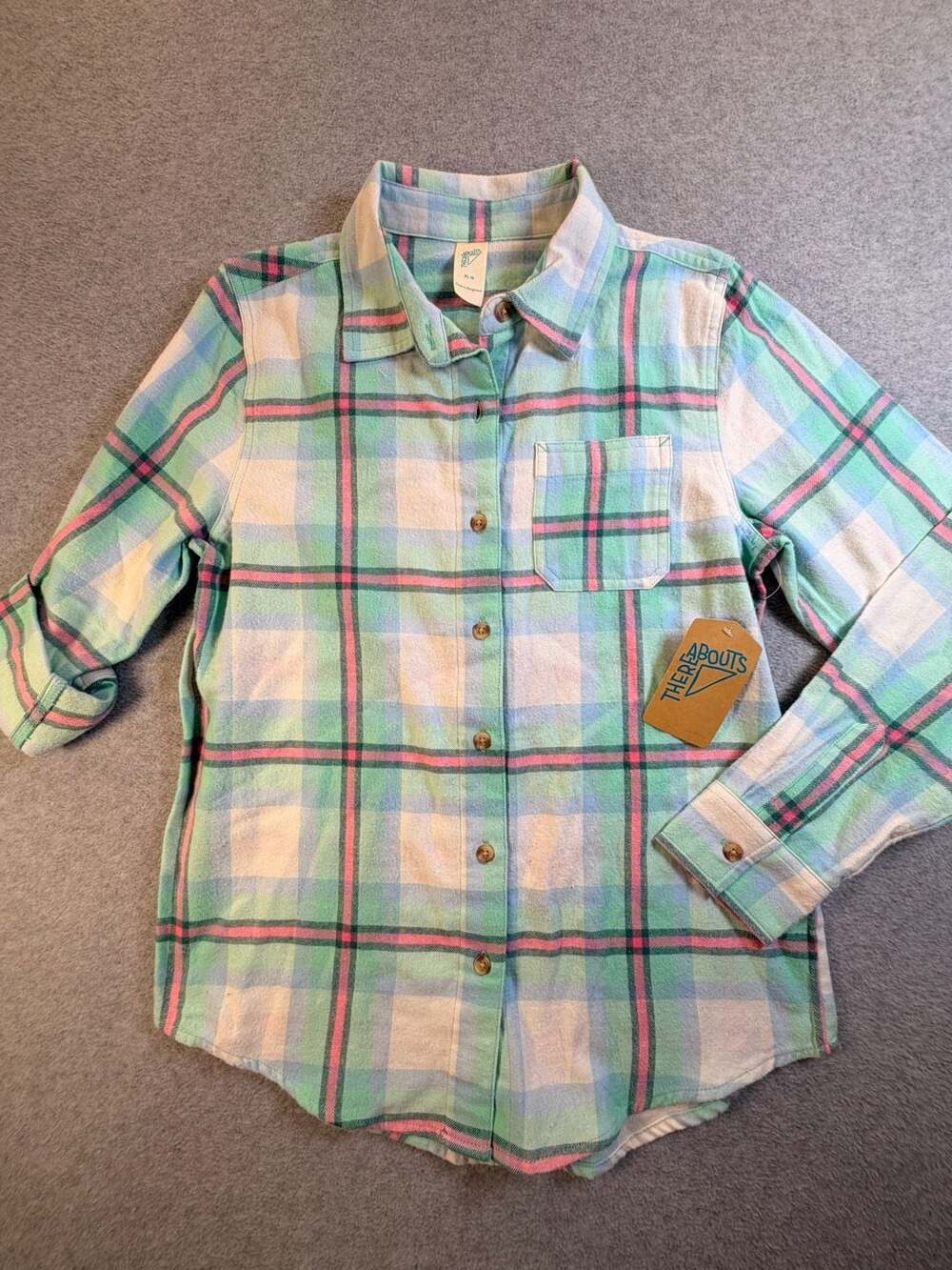 Thereabouts Plaid Flannel Button Up Shirt Size XL 16 Pastel
